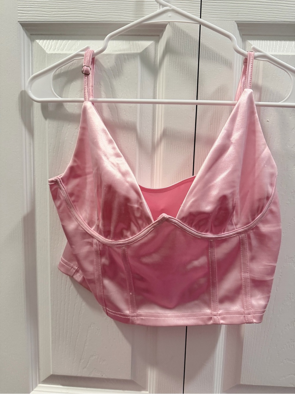 Pink Satin Longline Bralette